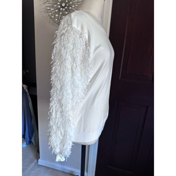 NWT Sioni Milano winter white sweater with fuzzy long sleeves Large - Picture 2 of 4
